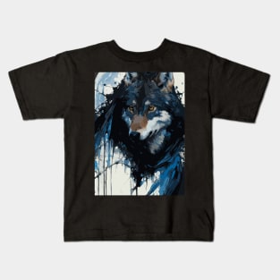 Wolf Howling at the Full Moon in Ink Painting Style Kids T-Shirt